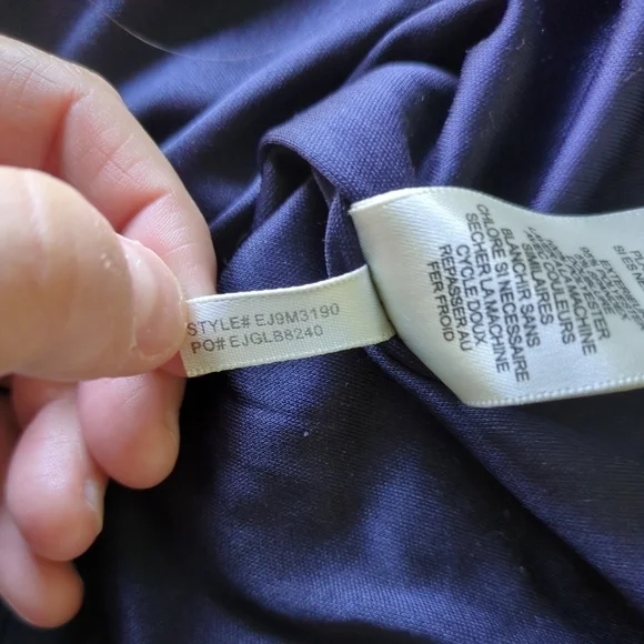 Eliza J 3/4 Sleeve Lined Side Ruched Dress Navy/White Size 8 - Picture 7 of 7